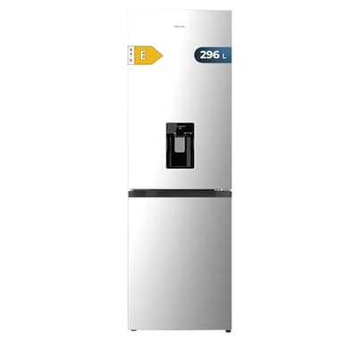Cecotec Frigorífico Combi 2 Puertas con dispensador de agua Bolero CoolMarket Combi 296 DF WD Inox E. 296L, 60cm de ancho, Funciones FastCooling, FastFreezing y DeFrost, LED interior, Inox