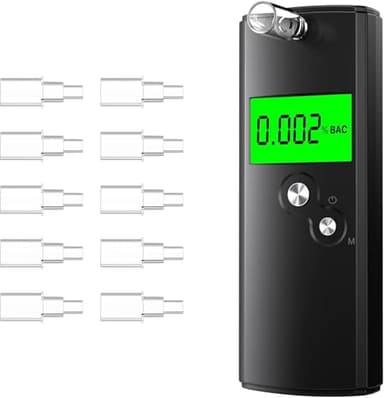 Pohicoo Alcoholimetro Homologado, Alcoholímetro de Alta Precisión, Test Alcoholemia Profesional con Pantalla LCD Digital, Etilometro Portátil para Uso Doméstico y en Fiestas (Negro)