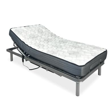 amuéblate online - Pack Cama Eléctrica Articulada Reforzada Ergotop de 5 Planos con Colchón Viscoelástico Dorsaltec, 105 x 190 cm