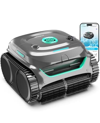 WYBOT C2 Limpiafondos Piscina, Robot Limpiafondos Piscina Inalámbrico 150㎡, Doble Filtración, 3 Motores, Succión Potente, Limpieza Paredes & Línea de Agua, 180 Min, App(Verde Grisáceo Verde)