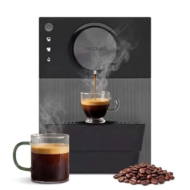 Cecotec Cafetera Superautomática Compacta Cremmaet Cube. 1350W, Sistema de Prensado de 10g, Sistema Pre-Infusión, 19 Bares, Sistema Thermoblock, 5 Niveles de Molienda, Panel de Control Táctil
