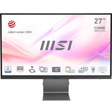 MSI Modern MD271UL - Monitor Profesional 27”, 4K UHD (3840x2160), IPS, Anti-Glare, Plano, 60Hz, 16:9, Built-in USB Type-C (65W), 4ms