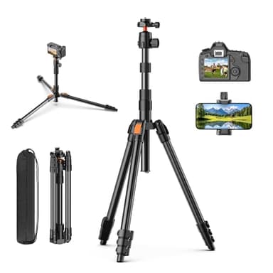XXZU 180 cm Tripode Camara, Tripode para Movil de Aluminio con Bolsa, Trípode Cámara Ligero con Rótula de 360°, Capacidad de Carga 8 kg, Tripie de Viaje para DSLR/Teléfonos/Anillo de Luz/Webcam
