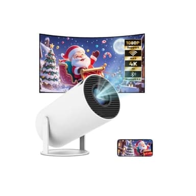 Proyector Portatil, Mini Proyector 2026 Upgraded con WiFi 6 BT 5.4, Auto Keystone + Full HD + 200ANSI 8000L + 180° Rotation, Projector Portable 4k con HDMI/USB/Smartphone/Laptop/PS5, Blanco-Negro