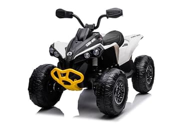 FINOOS Quad Eléctrico para Niños 24V Can-Am Renegade, +3 Años con 4 x 200W Motores Faros Música Neumáticos de Suspensión Botones Avance y Retroceso Vehículo Eléctrico a Batería 4x4 (Blanco)