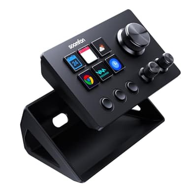 SOOMFON Stream Controller SE, Stream Studio Deck con 6 Teclas Macro LCD, Botones y Perillas, Production Console Deck Compatible con PC/Mac, Studio Controller para OBS, Streamlabs, Twitch y Youtube