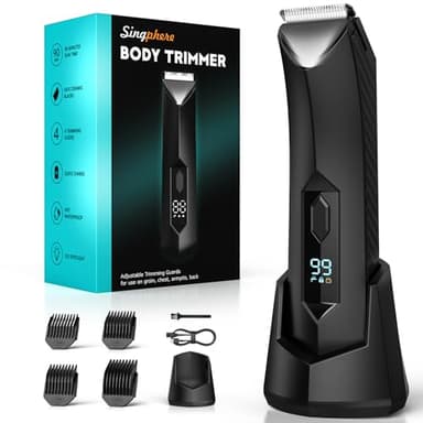 Singphere Afeitadora Corporal Masculina, Depiladora Corporal Hombre con 4 Peines Límite, Maquina depilar hombre con luz LED y pantalla, resistente al agua IPX7 para uso en axilas, rostro, extremidades