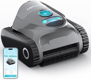 TALOSBO C1 Robot Piscina Limpiafondos y Paredes, Autonomía 170-180 min, Doble Filtración, 3 Motores, Succión Potente, Control por App, Robot Limpiafondos Piscina Inalámbrico 150㎡