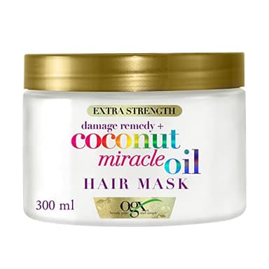 OGX Coconut Miracle Oil Hair Mask (1 x 300 ml), mascarilla reparadora anti frizz con aceite de coco, esencia de tiaré y extracto de vainilla, sin sulfatos ni parabenos para cabello seco y dañado