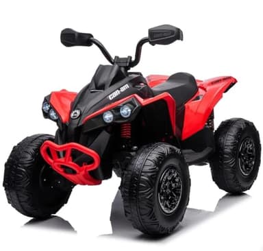 FINOOS Quad Eléctrico para Niños 24V Can-Am Renegade, +3 Años con 4 x 200W Motores Faros Música Neumáticos de Suspensión Botones Avance y Retroceso Vehículo Eléctrico a Batería 4x4 (Rojo)