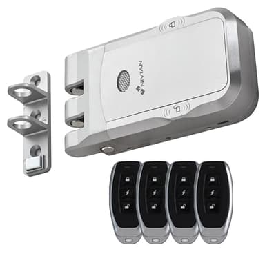 Nivian Cerrojo Invisible Electrónico Inalámbrico – Cerradura Antivandálica por Radiofrecuencia con Mandos a Distancia, Doble Motor, Apertura y cierre desde Interior y Exterior (Sin App)