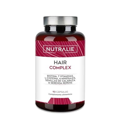 VITAMINAS PARA EL CABELLO Biotina + Zinc + Selenio - [PREMIO 2022] Pelo Mujer Hombre - Hair Complex con L-Cisteina - 90 Cápsulas Vegetarianas Nutralie