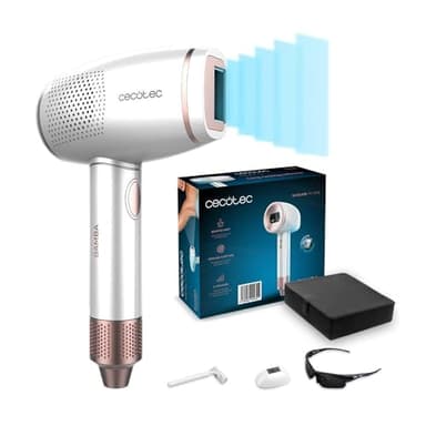 Cecotec Depiladora de Luz Pulsada Bamba SkinCare IPL Gun, Mujer y Hombre, Cuerpo, axilas y rostro, Lámpara de cuarzo, 500 mil Pulsos, Cooling Function, Pantalla LCD, 2 modos de disparo.