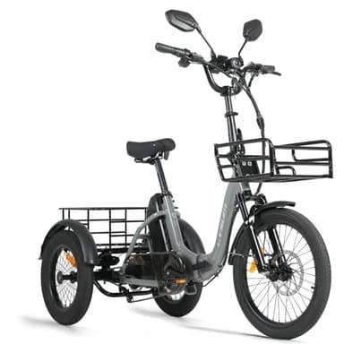 Antgooat AG1 Pro - Triciclo eléctrico plegable para adultos, batería de 48 V y 20 Ah, 3 ruedas, autonomía de 100 km