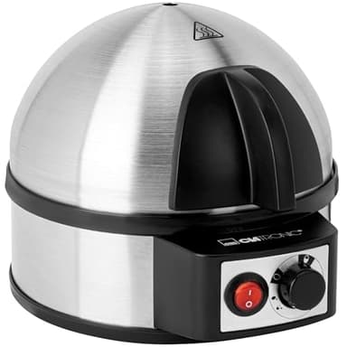 Hervidor de huevos eléctrico Clatronic para hasta 7 huevos | acero inoxidable con ajuste de ebullición fuerte | interruptor de encendido/apagado iluminado | 400 vatios | acero inoxidable | EK 3321