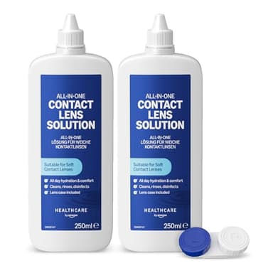 Healthcare by Amazon All-In-One Contact Lens Solution 2 x 250 ml (Anteriormente una Marca de Amazon Basic Care, el Mismo Producto)