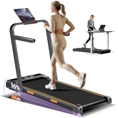 CURSOR Cinta de Correr Plegable con Inclinación 16%,10KM/H Cinta Correr Plegable, Pantalla LED, Reposabrazos Ajustables, 3.0HP Walking Pad, Caminadora Electrica para Casa, Capacidad de Carga 159KG