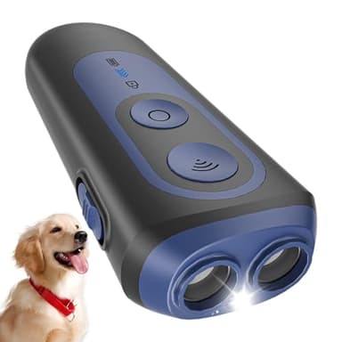 Ahuyentador de Perros, Antiladridos para Perros Ultrasónicos 3 Modos, Dispositivo Seguro y Humano para Detener Ladridos, Alcance 15M, Portátil con Linterna LED, para Perros Pequeños, Medianos y Grande