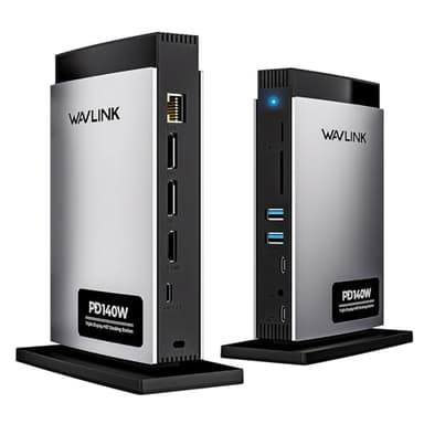 WAVLINK Laptop Docking Station Triple Pantalla (Single 8K@30Hz/4K@144Hz), USB C Dock 125W PD3.1 Pass-Through, 2*DP, HDMI, Ethernet, SD/TF, para Windows