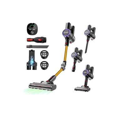 Zynet Aspiradora sin Cable Escoba S9,45KPA/550W Aspiradora Inalámbrica con Tubo Plegable y Base de Carga Mural,Luz Verde,Motor Sin Escobillas,hasta 45 Min,para Pelo de Mascotas,Suelos y Alfombras