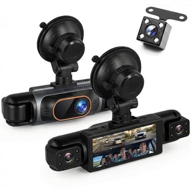 Rimoody 4 Canales 360° Dashcam para Coche, 4 1080P Delantera y Trasera Izquierda Derecha, 3.16 Pulgadas Dash CAM 1080P con Visión Nocturna IR/Vídeo en Bucle/24H Monitor/Asistencia de Estacionamiento