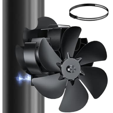 Miaton Ventilador estufa leña Magnético 6 Aspas, ventilador chimenea leña con termómetro magnético, ventilador de chimenea