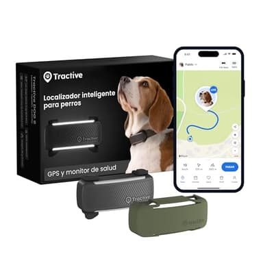 Tractive - GPS para Perros Inteligente | 2025 Edición | Localización GPS en Tiempo Real | Alertas Antifuga y Avisos de Salud | Monitor de Constantes Vitales | N.º 1 del Mercado (Bundle (Negro))