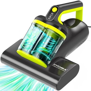 HYCHIKA Aspiradora Antiacaros para Colchones - 16 kPa Aspiradora de acaros,ultrasónica,Aspirador para alérgicos,Doble Tornado,Elimina 99.92%,Aire Caliente a 60° para Camas, sofás, alfombras