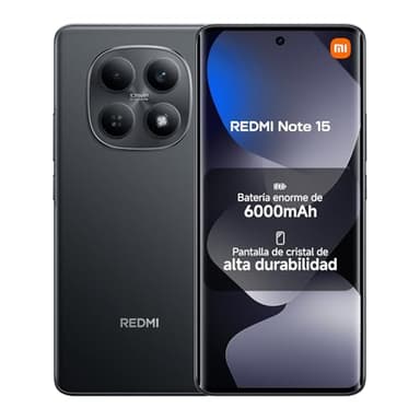 XIAOMI REDMI Note 15 - Smartphone de 6+128GB, Pantalla AMOLED FHD+ de 6,77", MediaTek Helio G100-Ultra, cámara de 108MP, batería de 6000 mAh, Cargador no Incluido, Negro (Versión ES)