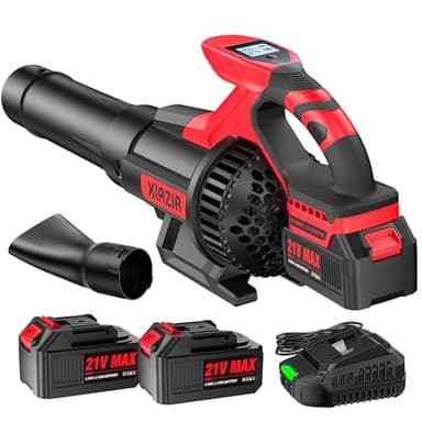 Soplador de Hojas sin Cable con Pantalla LCD, 3 Velocidades, 2×4.0Ah Baterías y Cargador Rápido, Soplador Eléctrico Ligero para Cuidado del Jardín, Entrada, Hojas, Polvo y Nieve