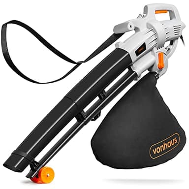 VonHaus Soplador Aspirador de Hojas Ligero de 3000W – Sopladora Aspiradora de Hojas de Jardín, Patio, Canalones, Caminos y Más, Correa de Hombro, Ruedas, Bolsa de Recogida de 35L 10:1 (Negro)