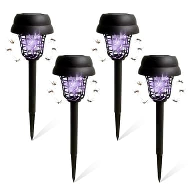 4 piezas de lámparas antimosquitos solares, lámpara antimosquitos para exterior, iluminación exterior impermeable, lámpara antimosquitos para interior y exterior, para la casa, jardín, patio, camping