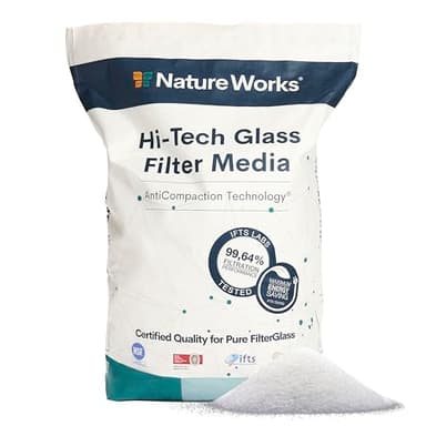 NATURE WORKS Arena de Vidrio Filtrante para Piscina con Poder de Filtración del 99,64%, Reduce el Consumo de Agua y Energía, Fabricado con Vidrio Técnico Virgen para Máxima Higiene - Saco 10kg