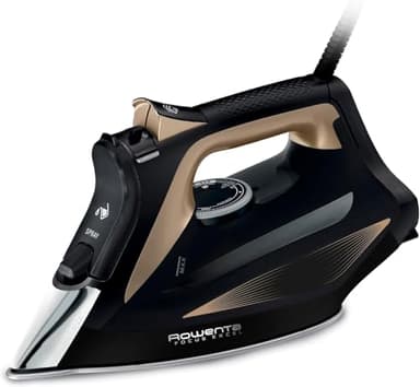 Rowenta Focus Excel, Placha de vapor vertical 2700 W, golpe de vapor 180 g/min, vapor continuo 45 g/min, suela Microsteam Laser 400, antigoteo, función Eco, ahorro energía, Negro Marrón, DW5325