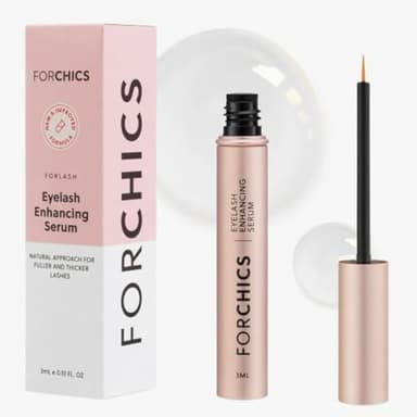 ForChics Suero de crecimiento de pestañas, suero potenciador de pestañas sin prostaglandina para pestañas y cejas más largas y gruesas, fórmula natural, resultados visibles en 2 semanas, vegano, sin