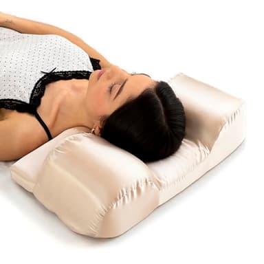 InnovaGoods® Almohada Cervical con Funda Satén, Almohada Funda de Satén refrescante con Cremallera, Ideal para el Cabello y la Piel, Antiarrugas. Beige