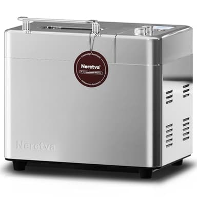 Neretva Panificadora de Pan, Dispensador Auto & Ultrasilenciosa(<30dB) Panificadora con Doble Elemento Calefactor & Antiadherente Cerámica 1KG & Temporizador, 17 Programas-Gluten/Masa Madre/Integral