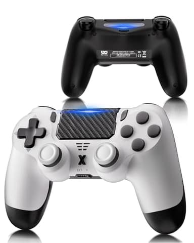 RUIZHI Mando Inalámbrico para PS4 (1 Unidad), compatible con Playstation 4 Pro/Slim/PC, Joystick con Botón Turbo/Retorno, Doble Vibración, Giroscopio de 6 Ejes Y Panel Táctil, Color Blanco