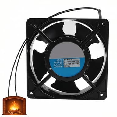RemixAst | Ventilador para estufa de leña axial silencioso de alta temperatura | 120×120×38 mm Ventilador axial de cartucho de circulación de aire de aspas metálicas 220 V | Para chimenea insertada en