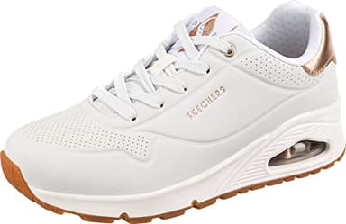 Skechers Mujer Uno Golden Air Trainers, White Durabuck/Mesh Trim, 38 EU