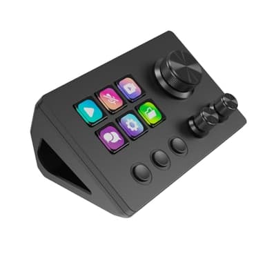 Basicolor N3 Stream Controller Deck con 6 botones macro LCD, 3 botones y 3 controles giratorios, teclado programable para streaming (YouTube, OBS, Twitch), creación, productividad (Office) y juegos