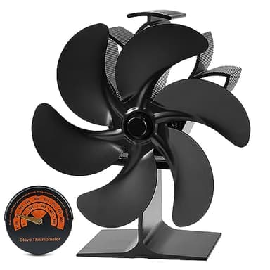 Ventilador de chimenea, 6 aspas, ventilador de horno, chimenea eléctrica, estufa, ventilador de estufa de calor, gran espacio para estufa, estufa de leña, ecológico sin electricidad (6 cuchillas)