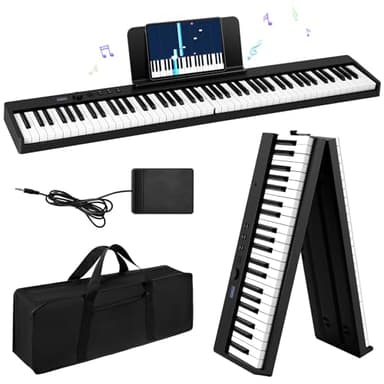 Ovshnrr Teclado de Piano de 88 Teclas, Plegable Pianos digitales portátil, Digital Piano con teclas semi-ponderadas de tamaño completo para Principiantes, Teclado de Piano Digital Bluetooth