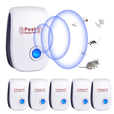 RUTIDA Repelente Ultrasónico de Plagas, 6 Pack Electrónico Repelente Mosquitos Control de Plagas, Repelente Ultrasónico Mosquitos para Interiores, Moscas, Ratones, Cucarachas, Arañas, Roedores