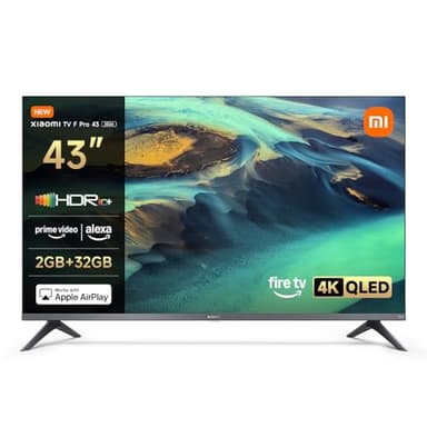 XIAOMI TV F Pro 43, 43 Pulgadas (101 cm), 4K UHD QLED, Smart TV, Fire OS8, Control por Voz Alexa, HDR10+, MEMC, 2GB+32GB, Compatible con Apple AirPlay