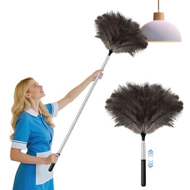 flintronic Plumero Extensible de Plumas de Avestruz, 39-115cm Artificial Plumero de Plumas de Avestruz, Plumas Suaves, Reutilizable, Plumero Antiestático, para Suministros de Limpieza, Hogar