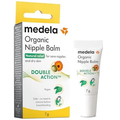 Medela crema orgánica para pezones, alivio y humectación para madres lactantes, hecha con ingredientes naturales y seguros, alivio rápido para pezones doloridos, apta para el postparto, 7 g