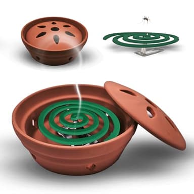 Espirales Antimosquitos y Quemador de Incienso de Ceramica Citronela Antimosquitos, Incienso Antimosquitos Exterior Espirales de Incienso con Soporte: Patio, Terraza, Camping o Interior (20Espirales)