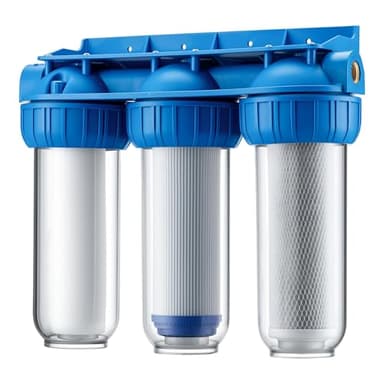 Naturewater NW-BR10B4 Filtro de agua 3-etapas 20.67mm (1/2") cartucho PP Ø60 mm, filtro con soporte de pared, con llave, filtración de sedimentos, carbón activado en bloque y en granulado