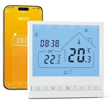 Beok Termostato Calefaccion WiFi para Caldera.Termostato con Alexa Control Vocal termostato Tuya Programable Inalámbrico Digital Inteligente para Calefacción Agua y Gas. 220V 2.4GHZ
